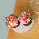 Kawaii Earrings Cupcake Miniature Polymer Clay..