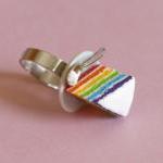 Rainbow Cake Ring With Teaspoon Miniature Food..