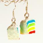 Rainbow Cake Earrings Miniature Food Polymer Clay..
