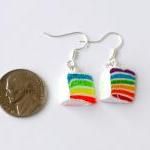 Rainbow Cake Earrings Miniature Food Polymer Clay..