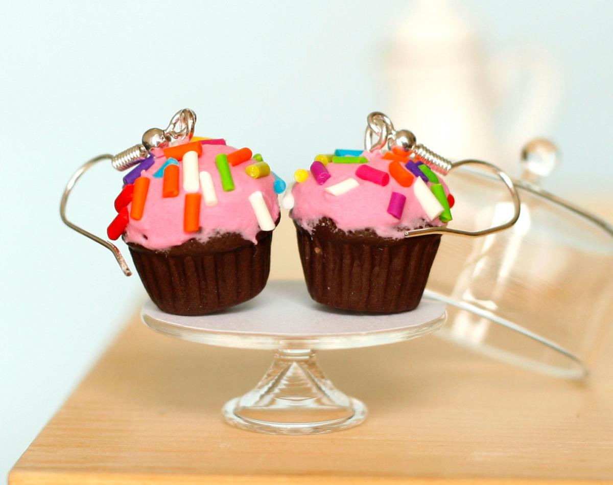 Kawaii Earrings Cupcake Miniature Polymer Clay Sweet Dessert