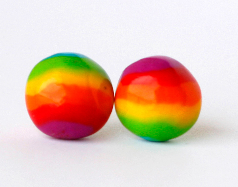Polymer Clay -rainbow Earrings - Post Earrings Stud Earrings Ball Kawaii